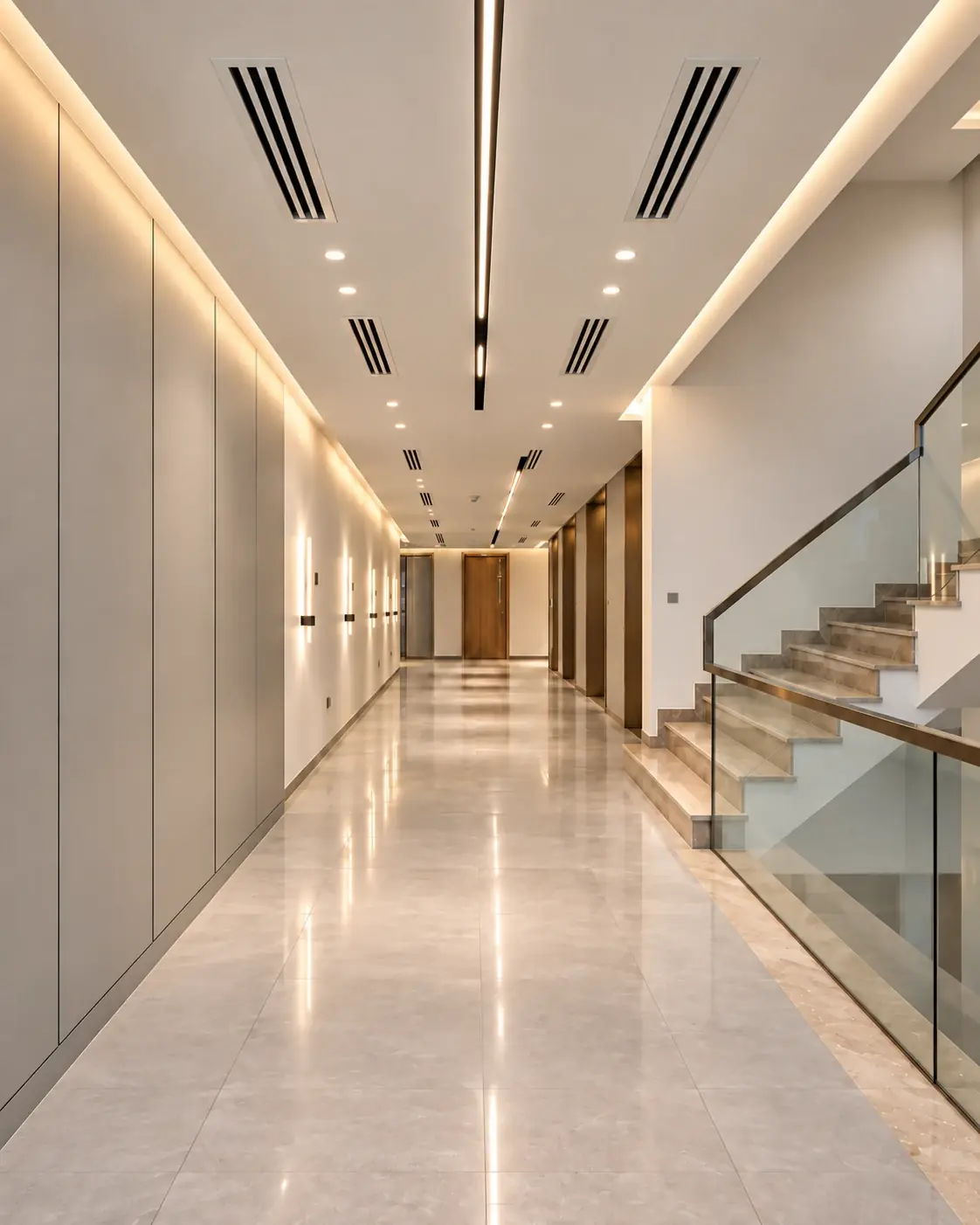 Corridors & Glass Staircase